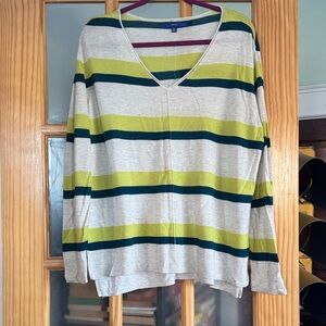 Apt. 9 Green and Blue Striped Long Sleeve Top